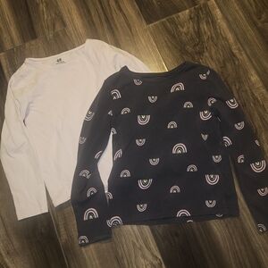 H&M Kids Long Sleeve Rainbow Tee - Dark Blue and White Set
